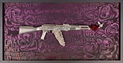 Make Love Not War (Silver) by Dan Pearce - Original Wall Mountable Resin Sculpture sized 47x23 inches. Available from Whitewall Galleries